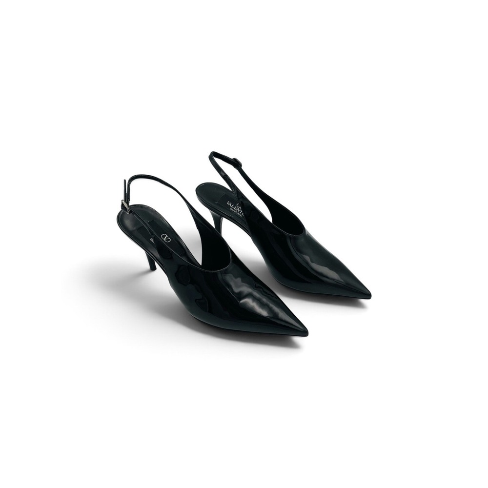 Valentino Garavani Le Salon Nero Patent Leather Slingback Pump Size 38 US 8 - Picture 4 of 10